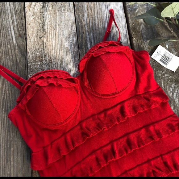 Guess Red Hot Ruffle Dress - Picture 2 of 4